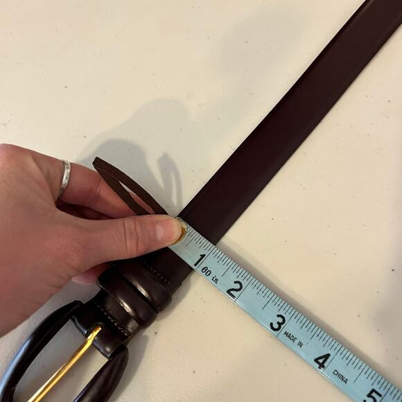 Eddie Bauer 90s Vintage Burgundy Genuine Leather Belt Size Small - Picture 9 of 12